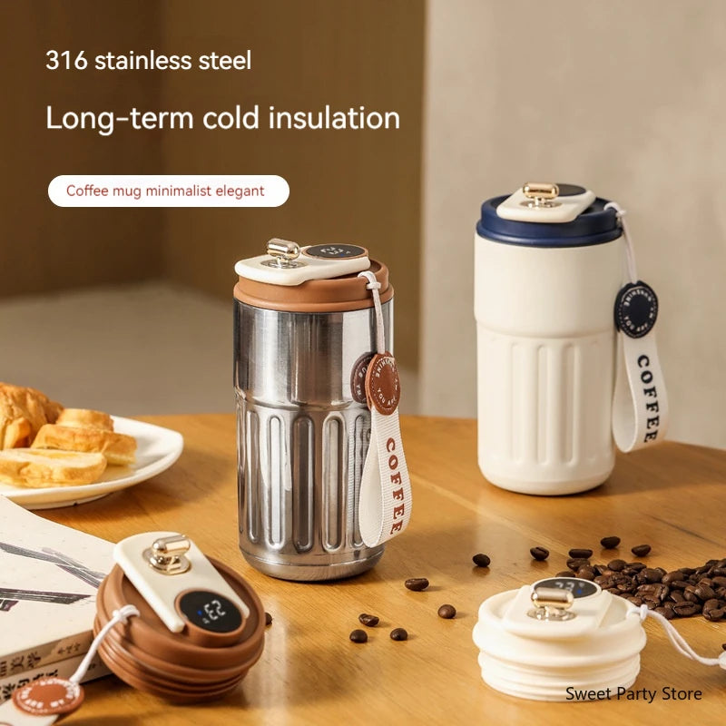 450ML Smart Travel Coffee Mug Display Led Temperature Thermos Mug Stainless Steel Insulated Thermos Bottle Portable Vacuum Flask