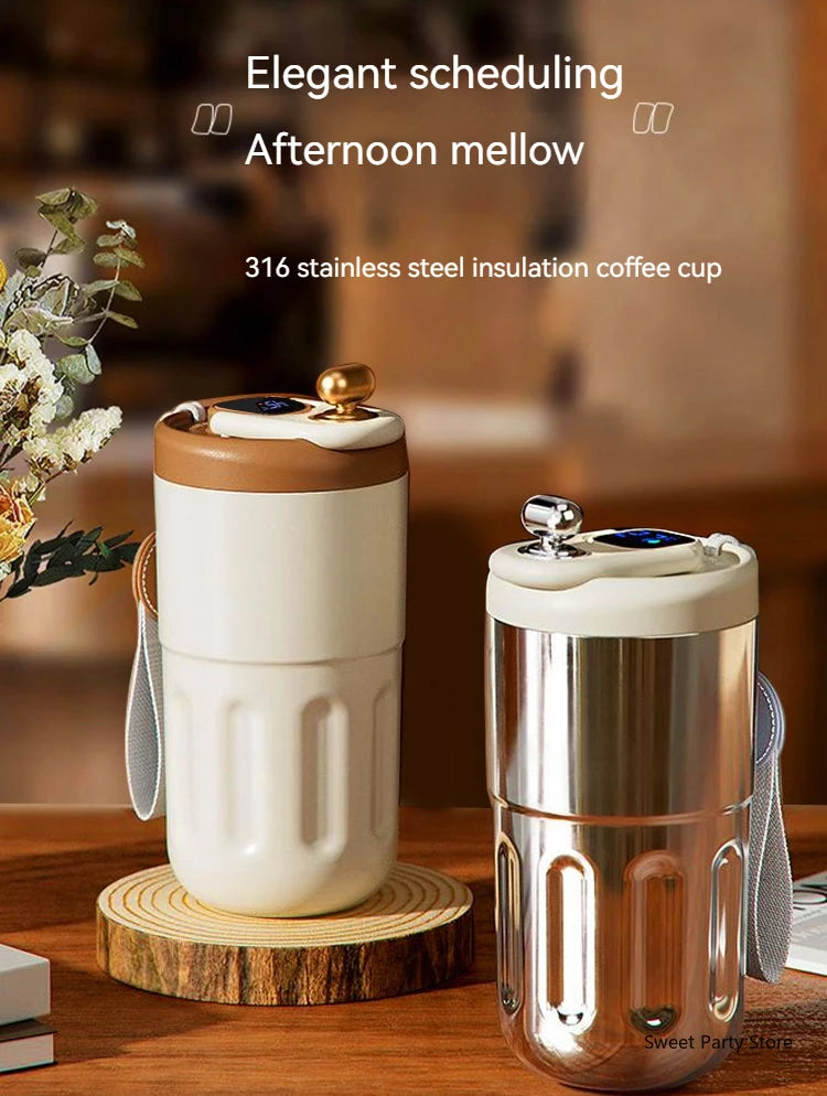 450ML Smart Travel Coffee Mug Display Led Temperature Thermos Mug Stainless Steel Insulated Thermos Bottle Portable Vacuum Flask