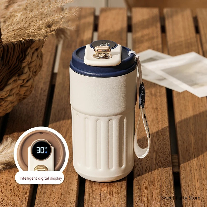 450ML Smart Travel Coffee Mug Display Led Temperature Thermos Mug Stainless Steel Insulated Thermos Bottle Portable Vacuum Flask