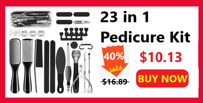 Pedicure Kit 23 in 1 Stainless Steel Professional Pedicure Tools Set Foot Rasp Peel Callus Dead Skin Remover Feet Care Pedicure