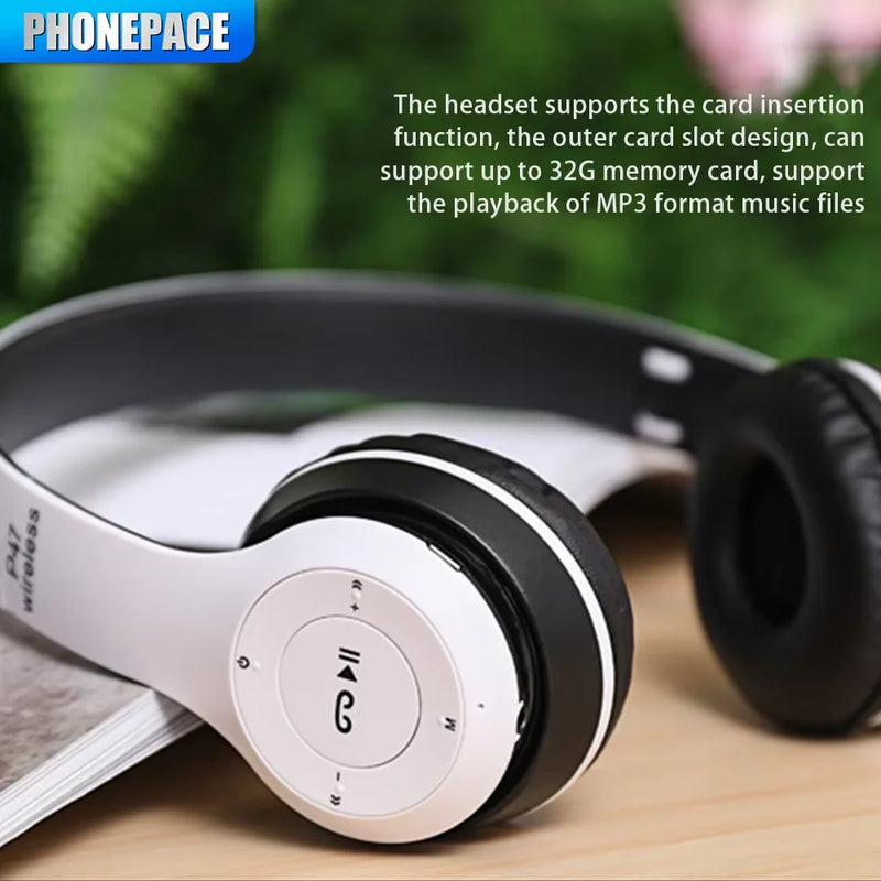 P47 Bluetooth 5.0 Wireless Headphone Foldable HIFI Stereo Bass Earphone Kid Helmet Gift With Mic USB Adaptor For iPhone Game P47