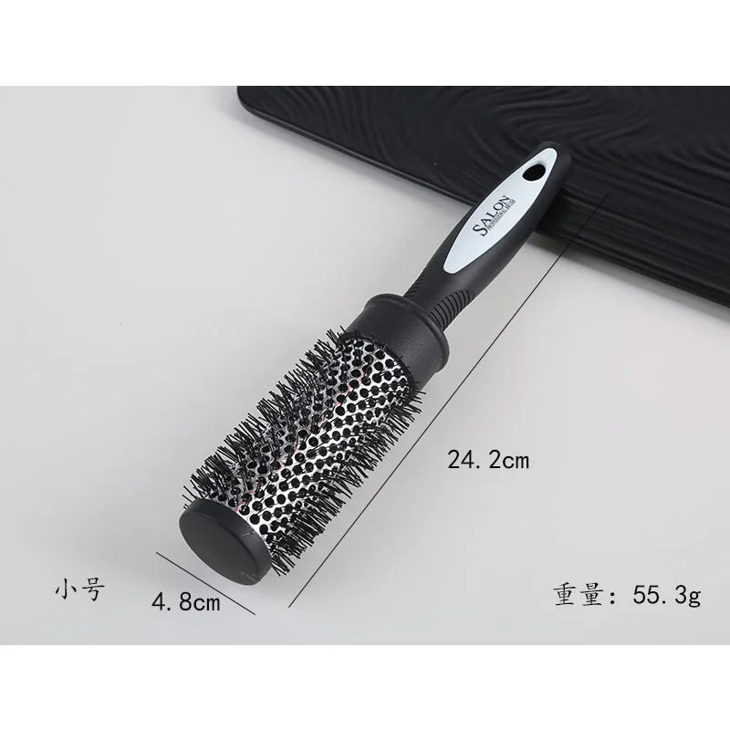 Hair Styling Hair Brush Nylon Comb Cylinder Curly Hair Rolling Comb Thermal Aluminum Tube Round Barrel Hair Comb Curly Tool