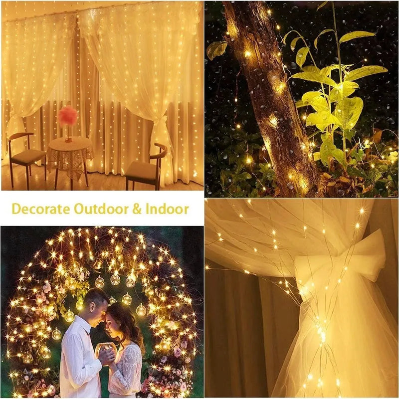 1pc Hook LED Curtain Lights Fairy String Lights Festival Lighting Rainbow Window Lamp Home Bedroom Wedding Christmas Decoration