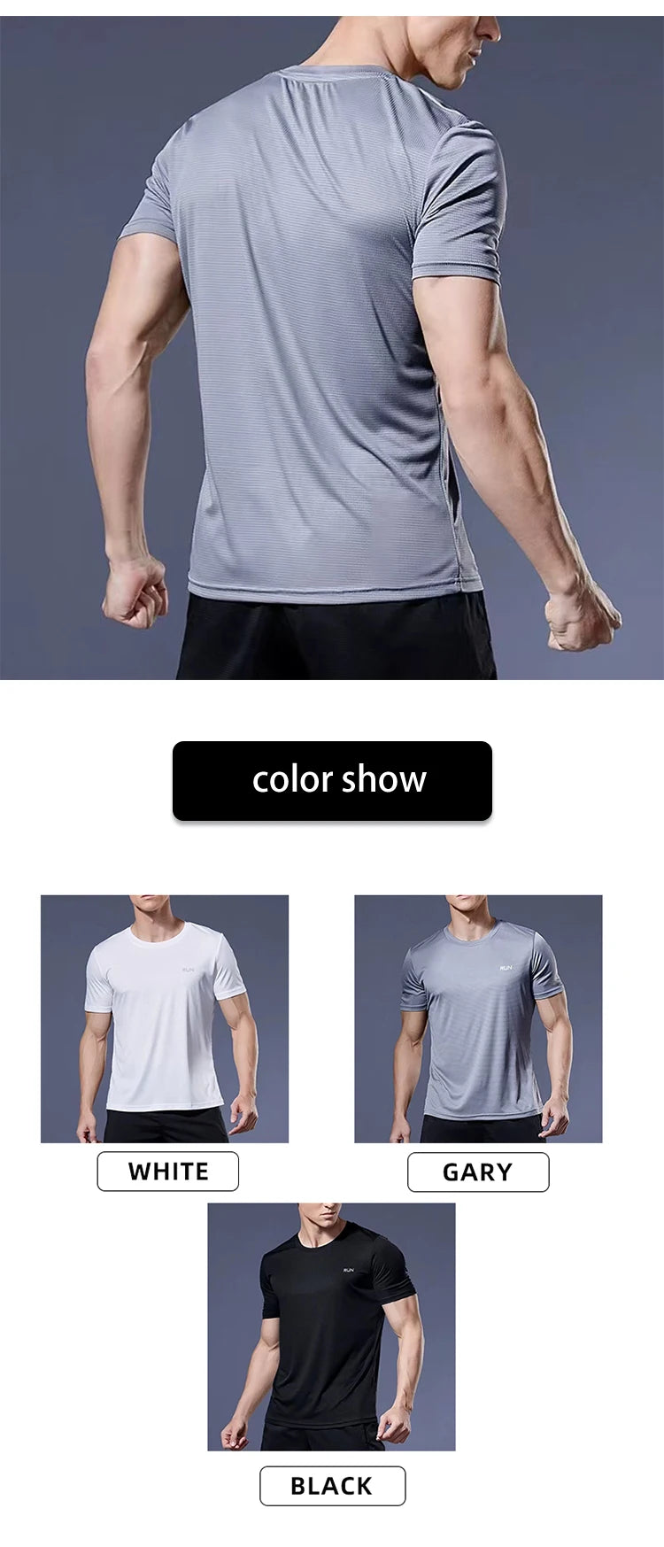 Men Undershirt T-Shirt Quick Dry Sport L XL XXL Black White Gary Running Breathable Fitness Shirt Ice Silky Gym Football Jerseys