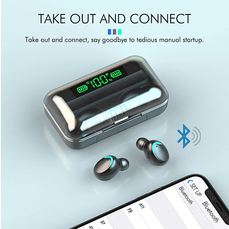 F9 Wireless Earphones LED Dislpaly Binaural TWS Wireless Bluetooth Headset Waterproof Noise Reduction Bluetooth Headphones