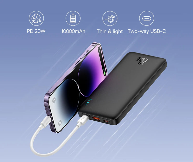 Baseus Airpow 20W Power Bank 10000mAh 20000mAh Fast Charge Powerbank for iPhone 16/15/14/13/12 Xiaomi batterie externe