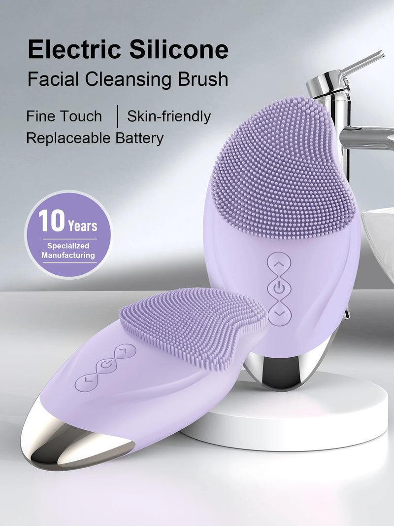 Electric silicone cleansing brush USB sonic cleanser waterproof high-frequency vibration massager skincare device