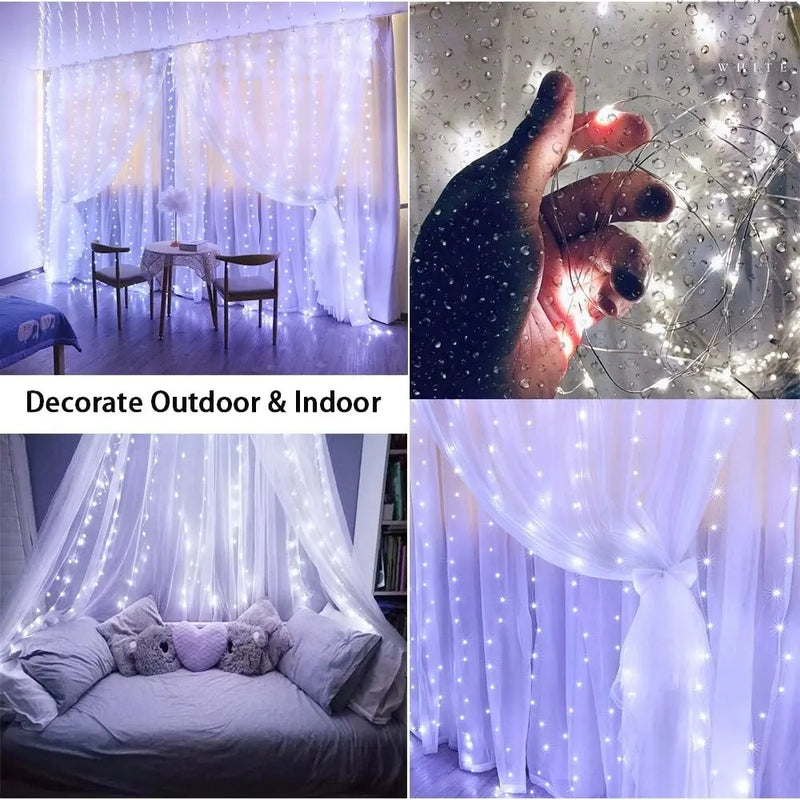 1pc Hook LED Curtain Lights Fairy String Lights Festival Lighting Rainbow Window Lamp Home Bedroom Wedding Christmas Decoration