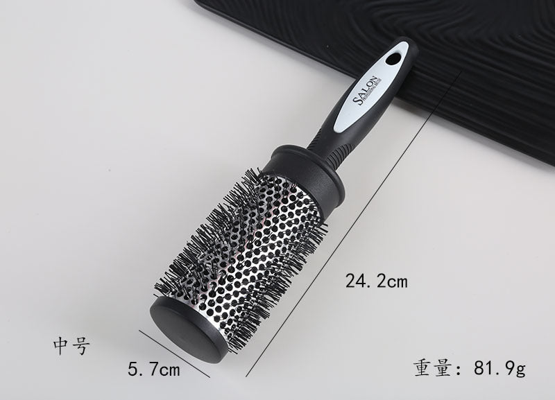 Hair Styling Hair Brush Nylon Comb Cylinder Curly Hair Rolling Comb Thermal Aluminum Tube Round Barrel Hair Comb Curly Tool