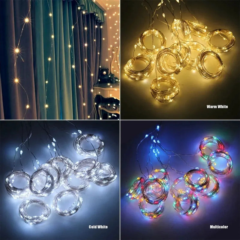 1pc Hook LED Curtain Lights Fairy String Lights Festival Lighting Rainbow Window Lamp Home Bedroom Wedding Christmas Decoration