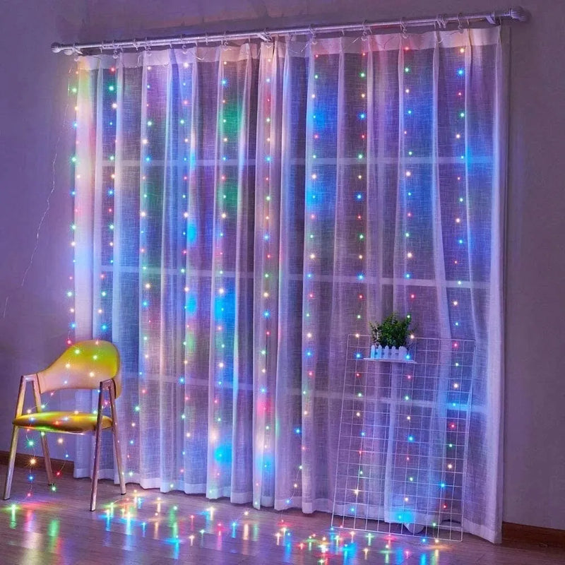 1pc Hook LED Curtain Lights Fairy String Lights Festival Lighting Rainbow Window Lamp Home Bedroom Wedding Christmas Decoration