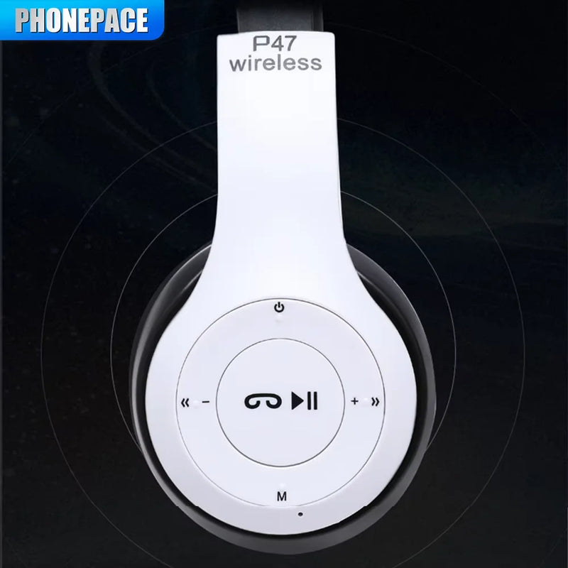 P47 Bluetooth 5.0 Wireless Headphone Foldable HIFI Stereo Bass Earphone Kid Helmet Gift With Mic USB Adaptor For iPhone Game P47