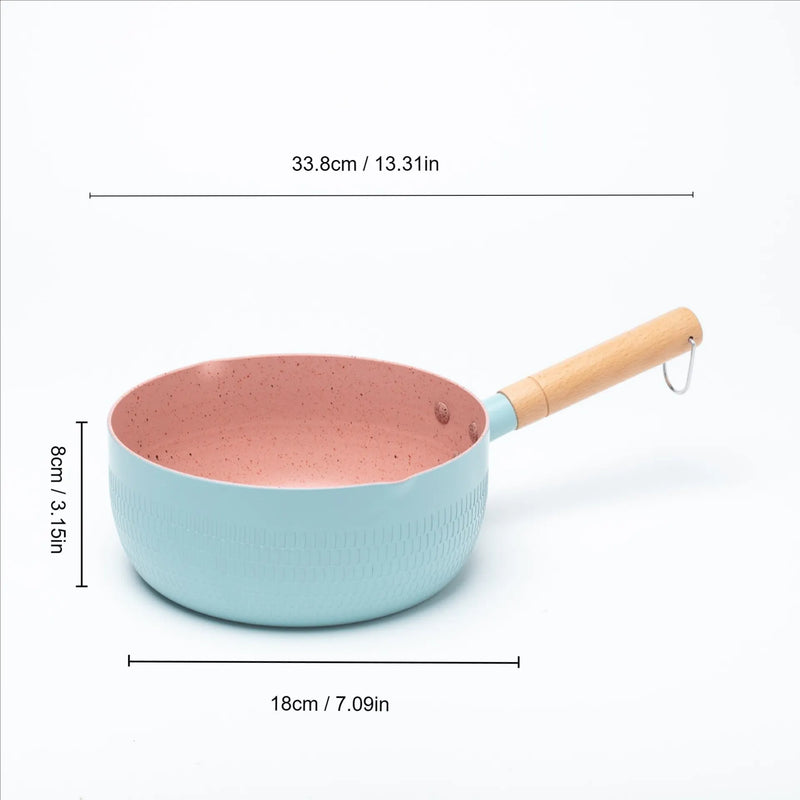 1pc Blue/Green/White Non Stick Pan Milk Pot Baby Food Pot Snow Pan Frying And Boiling Integrated Induction Cooker Gas Universal