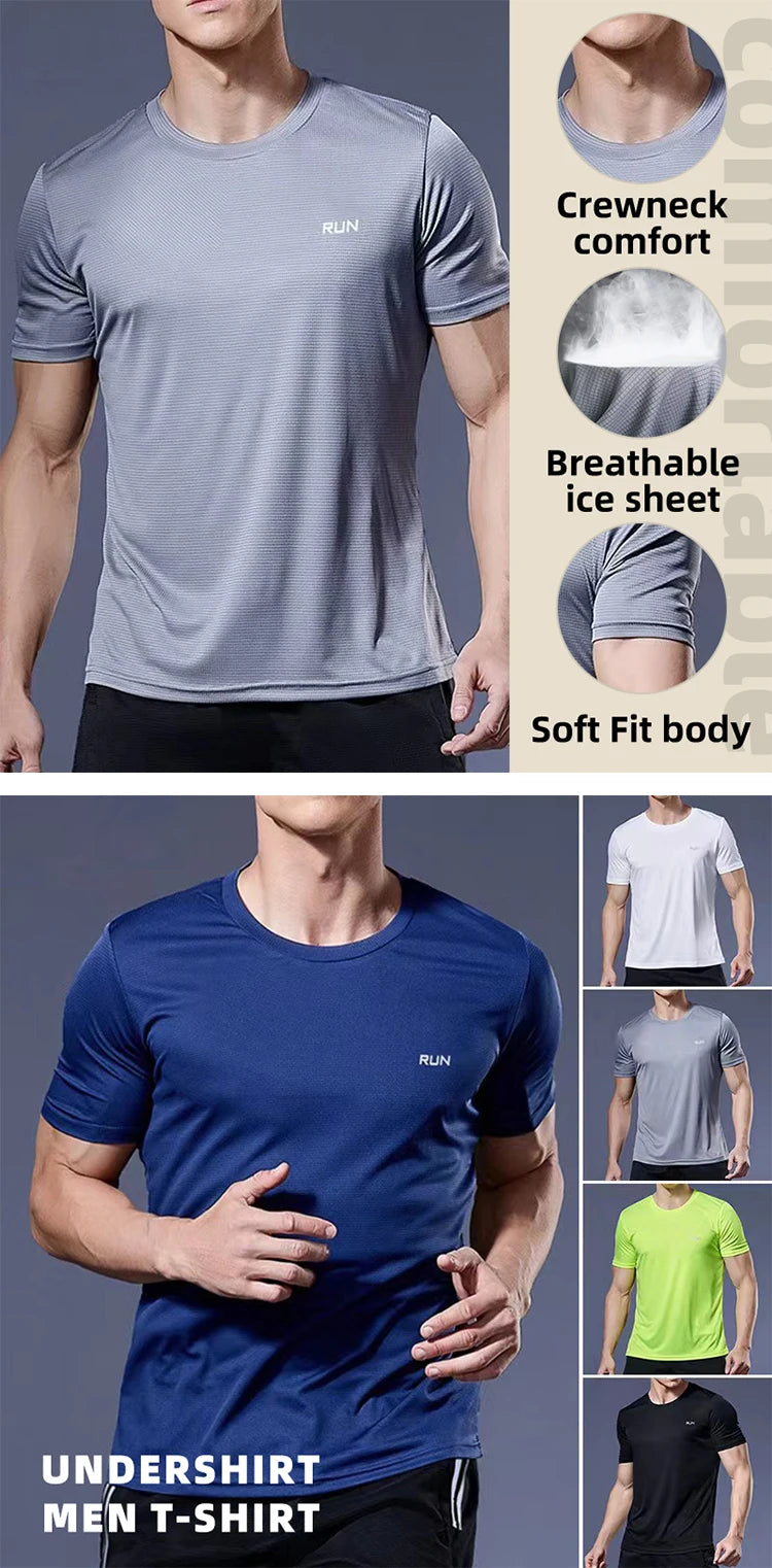 Men Undershirt T-Shirt Quick Dry Sport L XL XXL Black White Gary Running Breathable Fitness Shirt Ice Silky Gym Football Jerseys