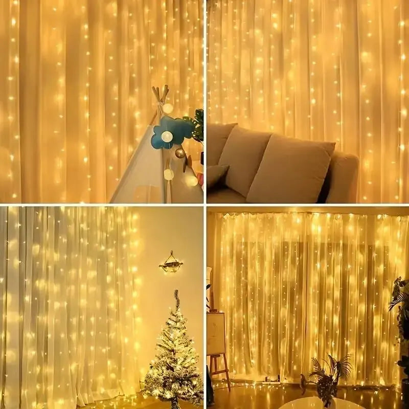 1pc Hook LED Curtain Lights Fairy String Lights Festival Lighting Rainbow Window Lamp Home Bedroom Wedding Christmas Decoration