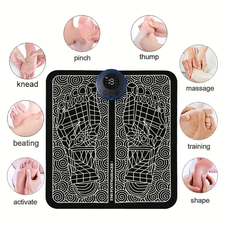 Electric Foot Massage Pad USB Rechargeable Relaxing Foot Acupoint Massage Improves Blood Circulation 8 Modes 19 Level Relaxation