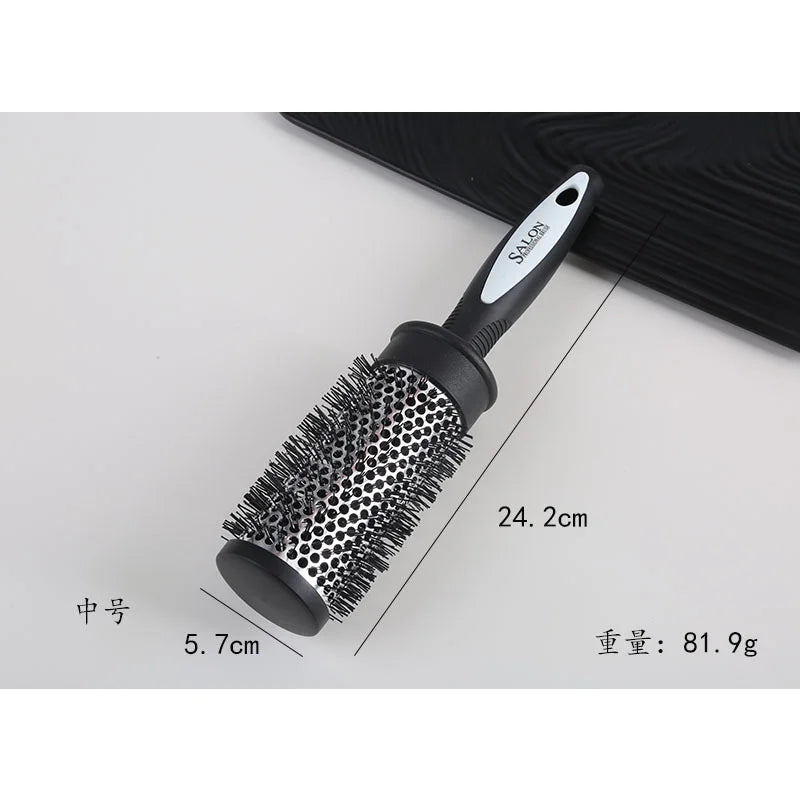 Hair Styling Hair Brush Nylon Comb Cylinder Curly Hair Rolling Comb Thermal Aluminum Tube Round Barrel Hair Comb Curly Tool