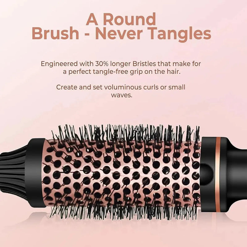 3 In 1 Ionic Hair Curler Straightener Professional Curling Iron Heated Hair Styling Brush Anti-Scald Thermal Brush Curl Wand