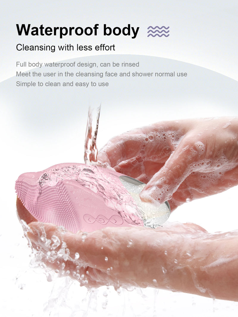 Electric silicone cleansing brush USB sonic cleanser waterproof high-frequency vibration massager skincare device