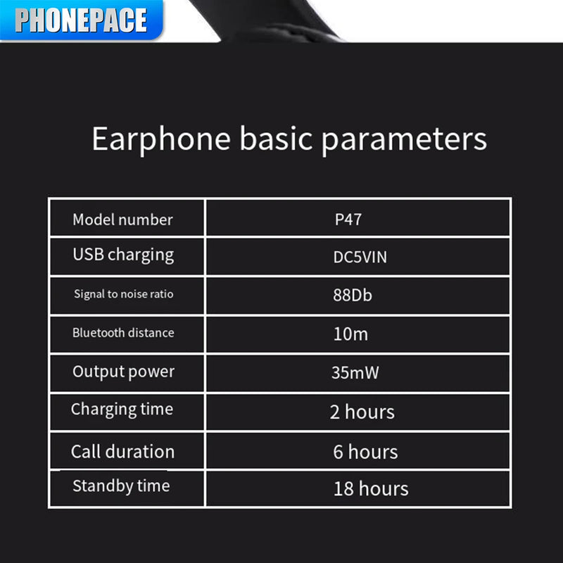 P47 Bluetooth 5.0 Wireless Headphone Foldable HIFI Stereo Bass Earphone Kid Helmet Gift With Mic USB Adaptor For iPhone Game P47