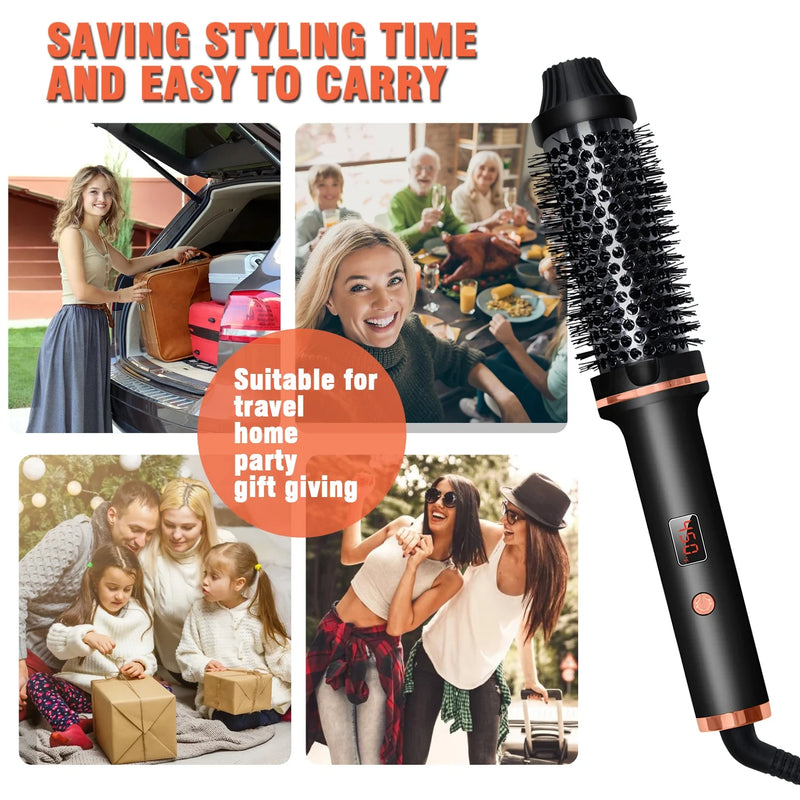 3 In 1 Ionic Hair Curler Straightener Professional Curling Iron Heated Hair Styling Brush Anti-Scald Thermal Brush Curl Wand