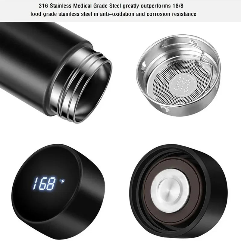 500ml digital thermos bottle smart cup with temperature display 304 stainless steel vacuum insulated intelligent coffee cup