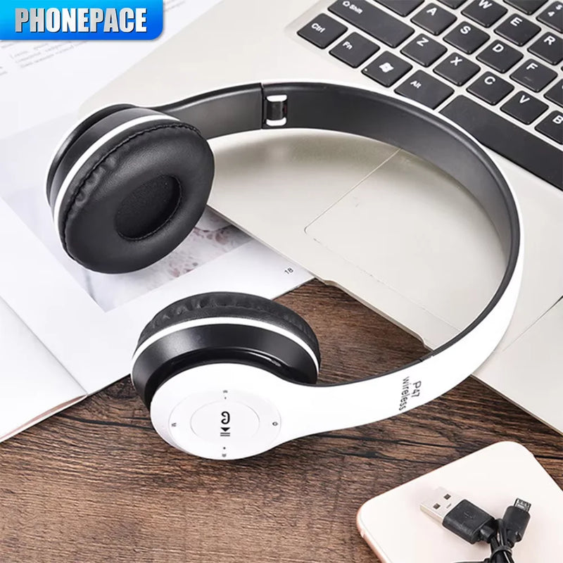 P47 Bluetooth 5.0 Wireless Headphone Foldable HIFI Stereo Bass Earphone Kid Helmet Gift With Mic USB Adaptor For iPhone Game P47