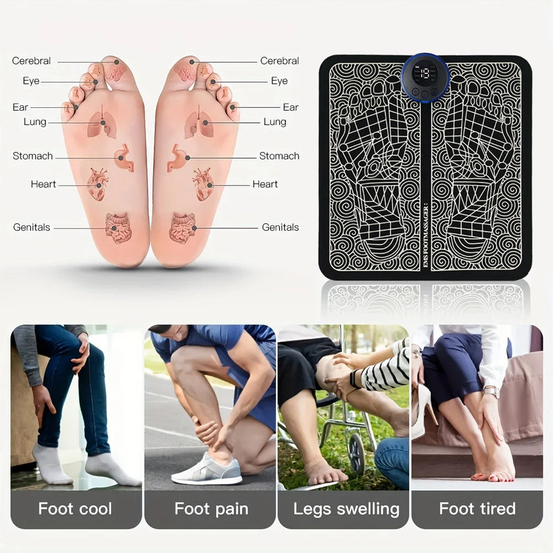 Electric Foot Massage Pad USB Rechargeable Relaxing Foot Acupoint Massage Improves Blood Circulation 8 Modes 19 Level Relaxation