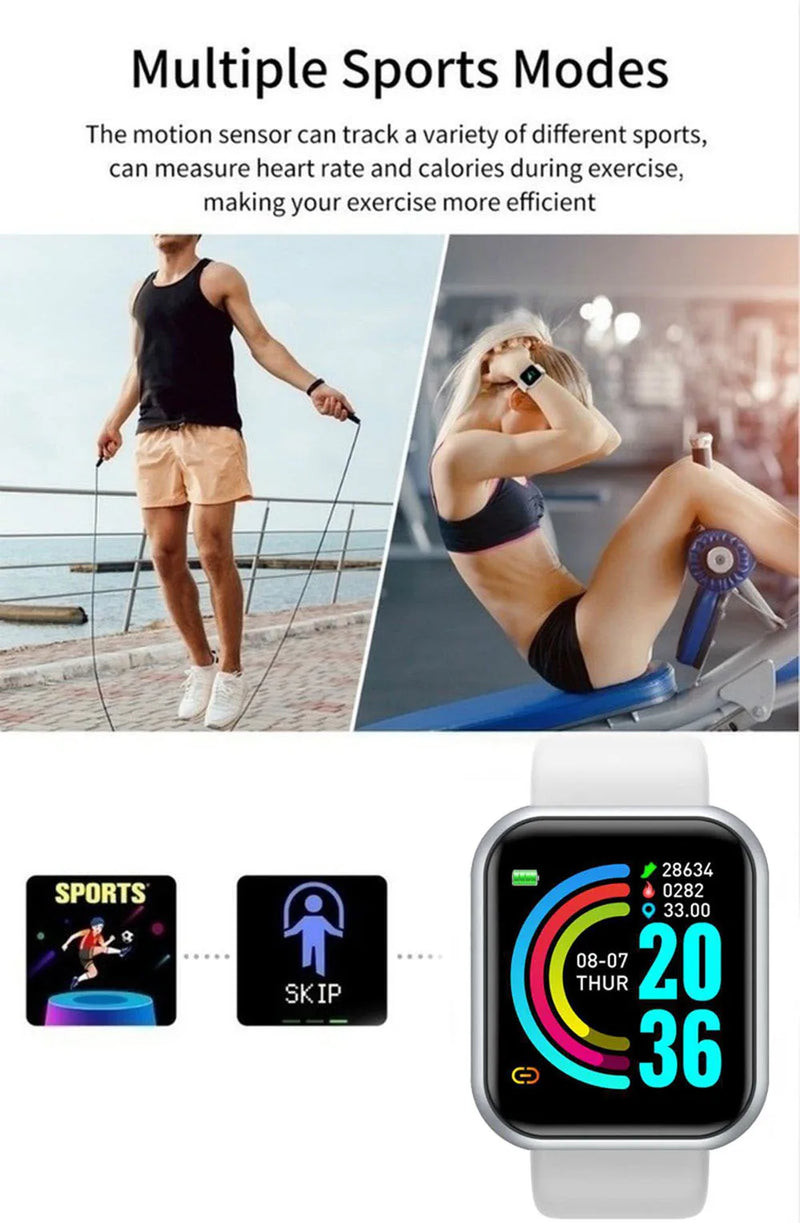 Multifunctional Smart Watches Women Men Bluetooth Connected Phone Music Fitness Sports Bracelet Sleep Monitor Y68 Smartwatch D20