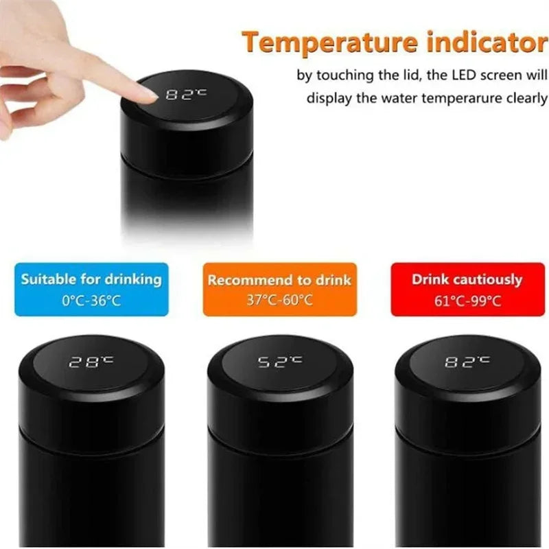 500ml digital thermos bottle smart cup with temperature display 304 stainless steel vacuum insulated intelligent coffee cup