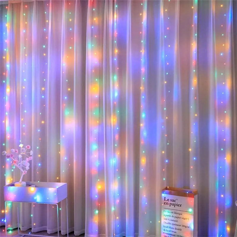 1pc Hook LED Curtain Lights Fairy String Lights Festival Lighting Rainbow Window Lamp Home Bedroom Wedding Christmas Decoration