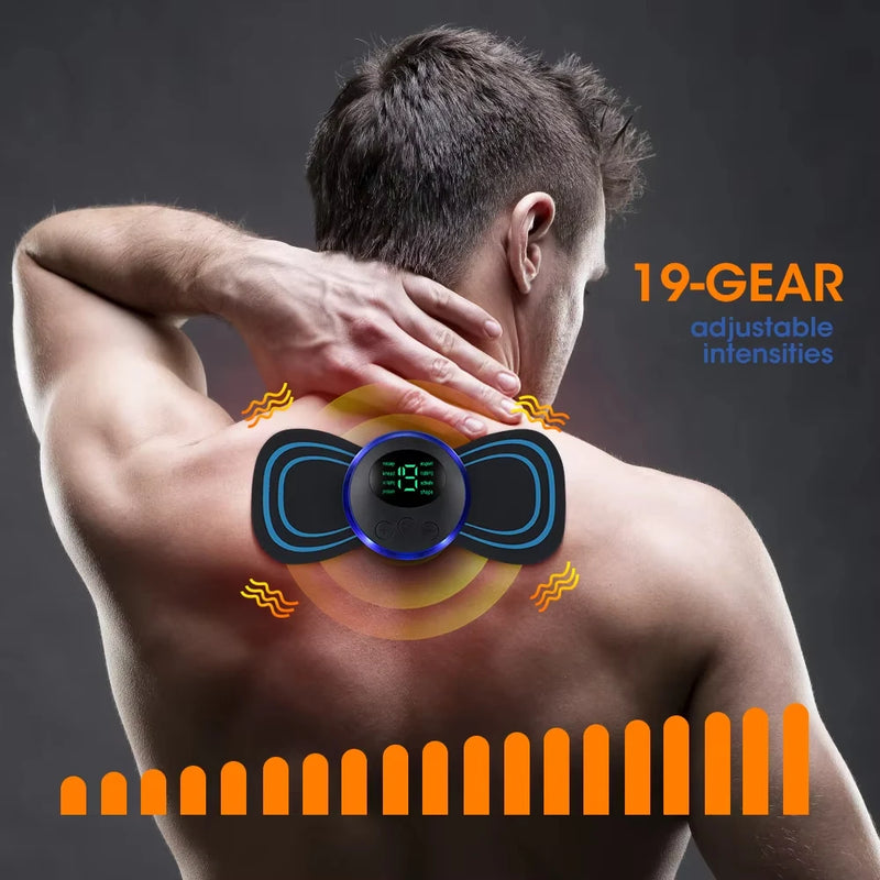 Portable Multi-Speed Electric Neck Massager - Smart Mini, Rechargeable, Adjustable Massage Patch for Neck & Shoulders