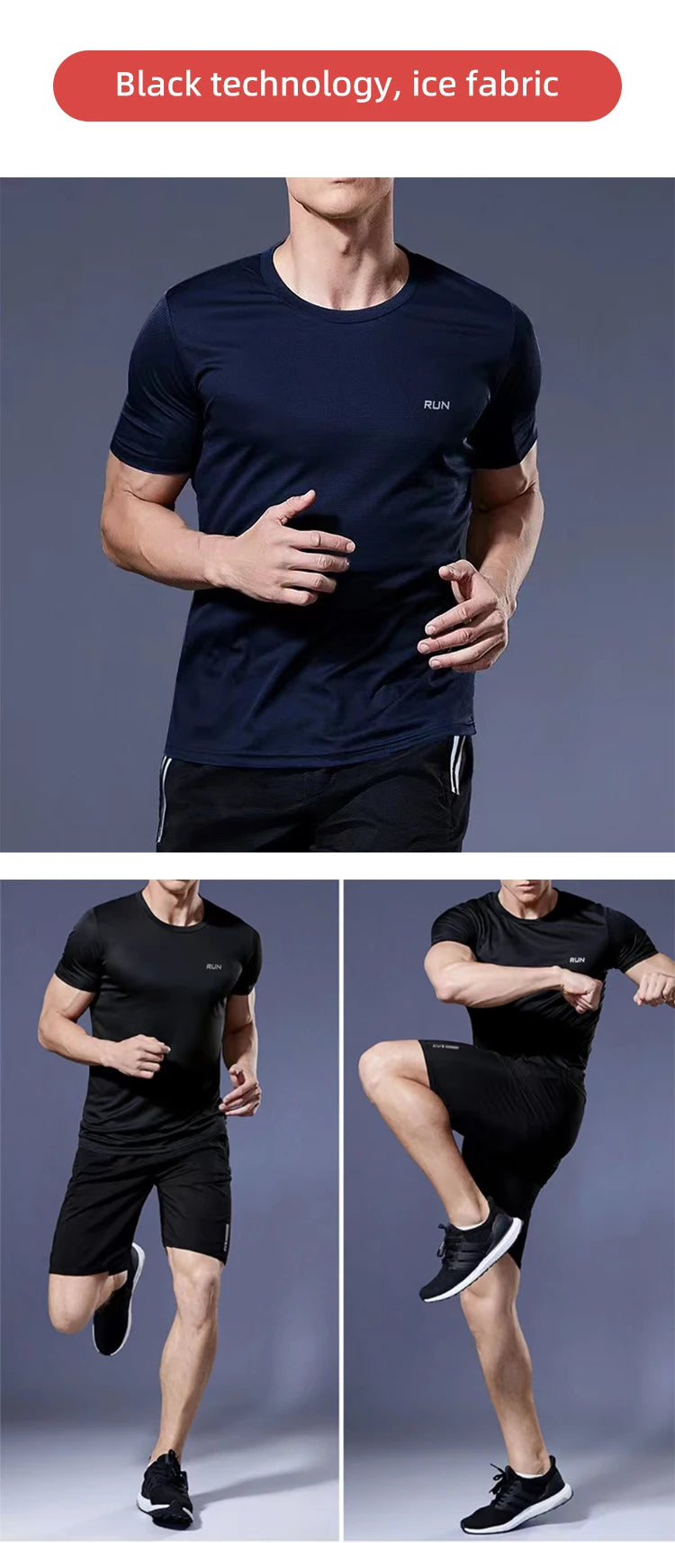 Men Undershirt T-Shirt Quick Dry Sport L XL XXL Black White Gary Running Breathable Fitness Shirt Ice Silky Gym Football Jerseys