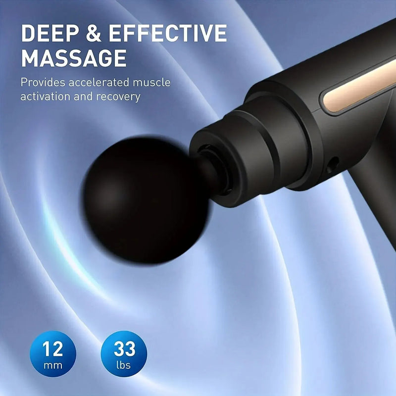 Portable Fascial Massage Gun Electric Percussion Pistol Massager Body Relaxation With LED Touch Screen 4Replaceable Head