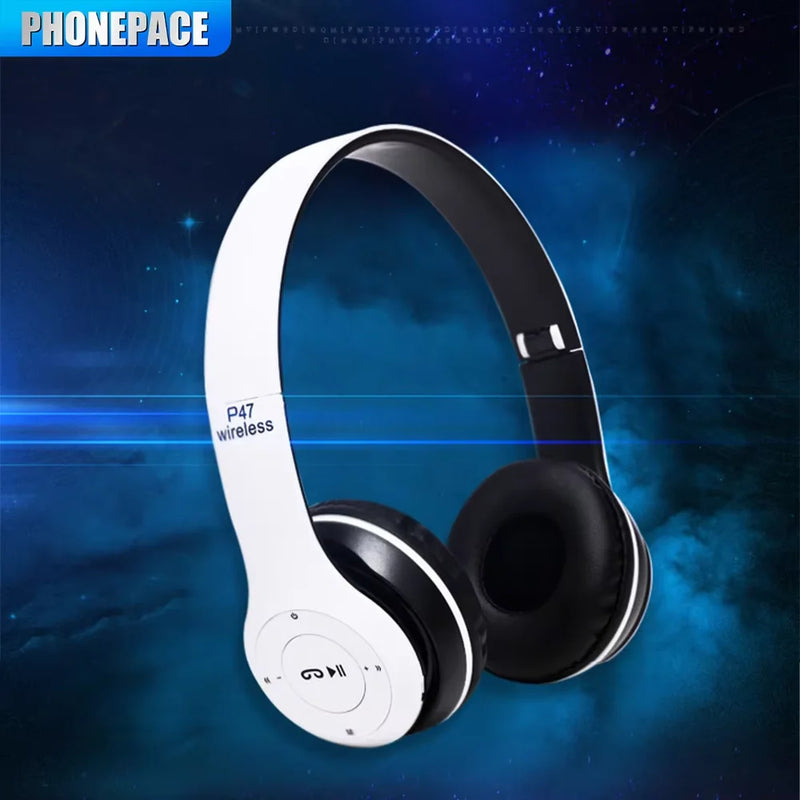 P47 Bluetooth 5.0 Wireless Headphone Foldable HIFI Stereo Bass Earphone Kid Helmet Gift With Mic USB Adaptor For iPhone Game P47