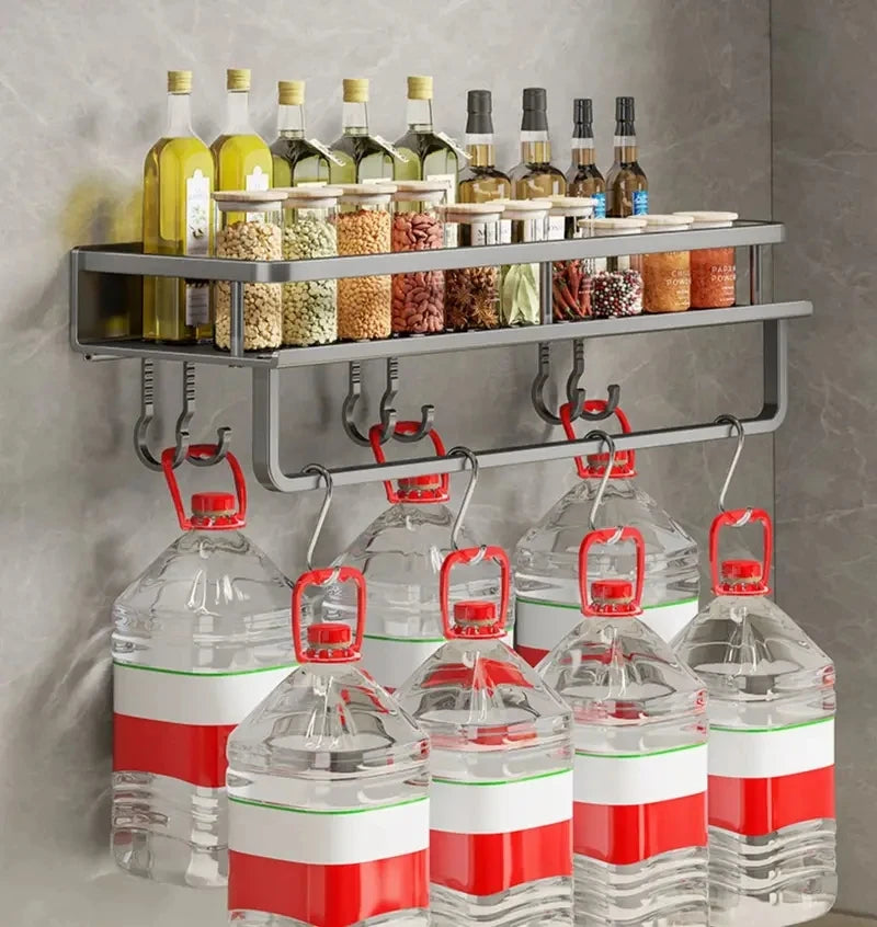 1 PC Multifunctional Kitchen Rack Spice Storage Rack Wall Mounted Kitchen Utensil Shovel Hook Rack for Kitchen Items Storage