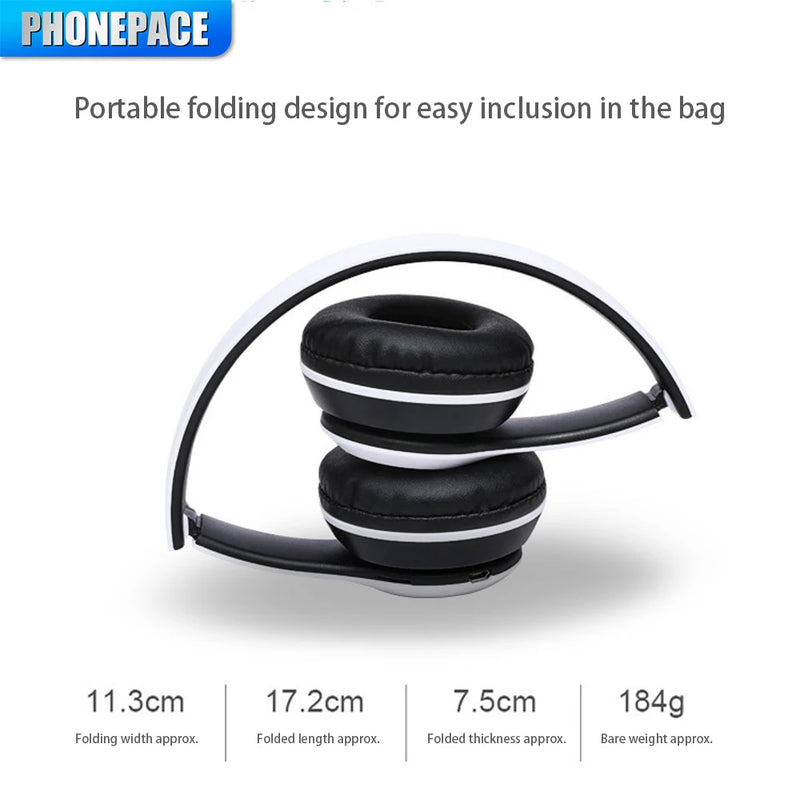 P47 Bluetooth 5.0 Wireless Headphone Foldable HIFI Stereo Bass Earphone Kid Helmet Gift With Mic USB Adaptor For iPhone Game P47