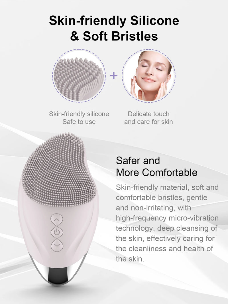 Electric silicone cleansing brush USB sonic cleanser waterproof high-frequency vibration massager skincare device