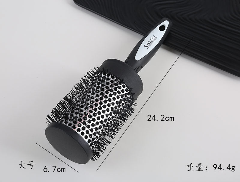 Hair Styling Hair Brush Nylon Comb Cylinder Curly Hair Rolling Comb Thermal Aluminum Tube Round Barrel Hair Comb Curly Tool